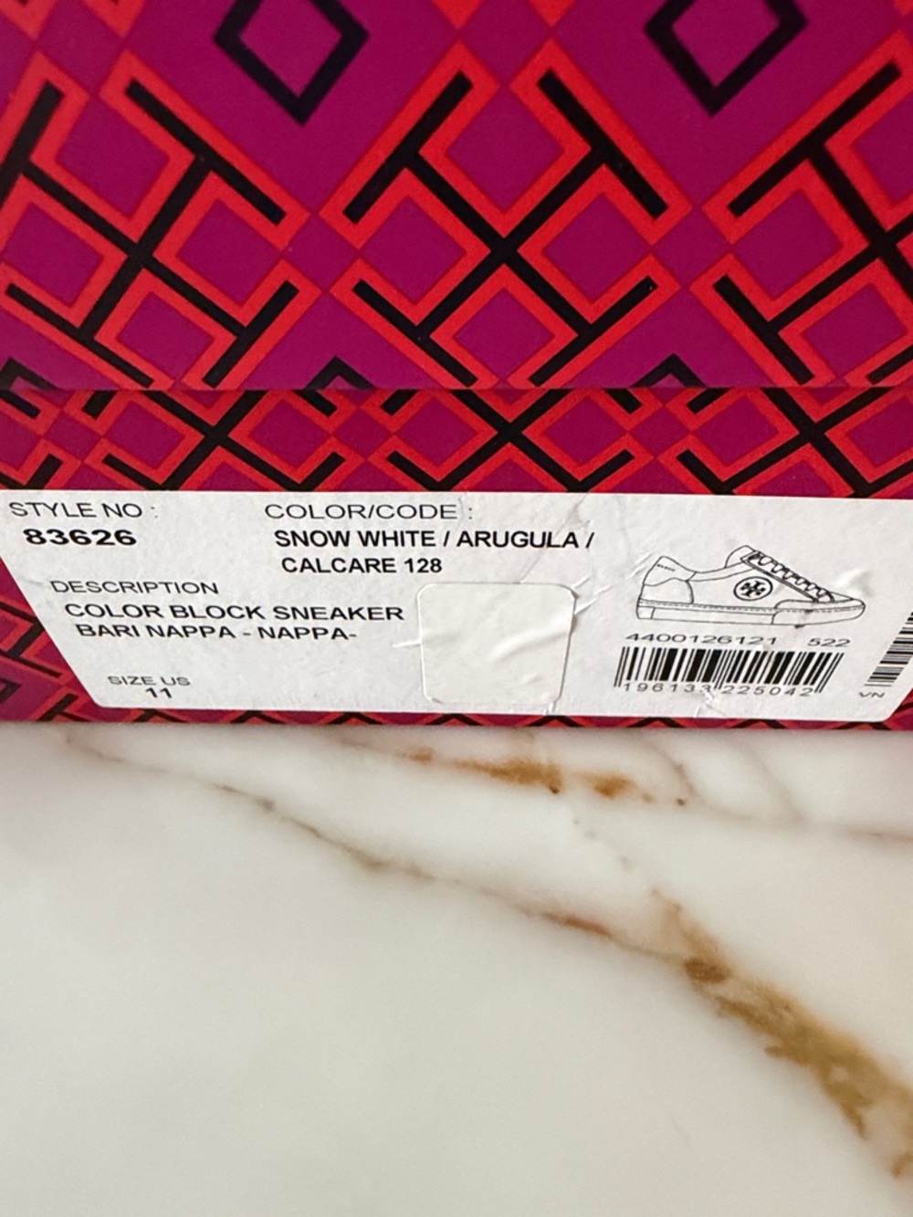 Tory Burch White Leather Sneakers with Green Logo and Heel Tab/color block - Picture 3 of 8